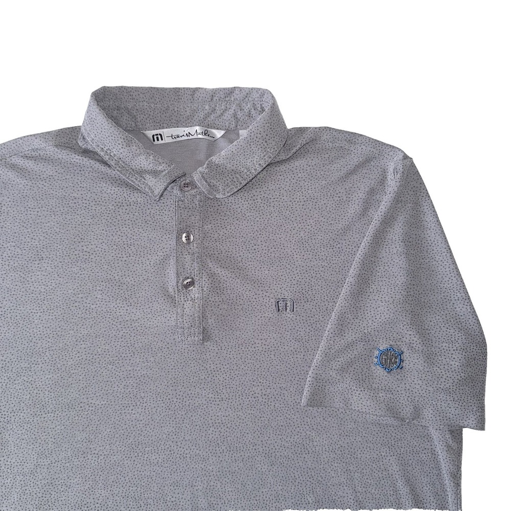 Travis Mathew Golf Polo Grey Spotted Stretch Men's Size L